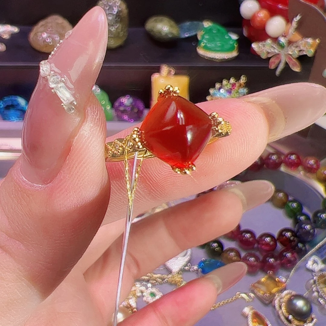 石榴石（芬达石）戒指银S925镶嵌