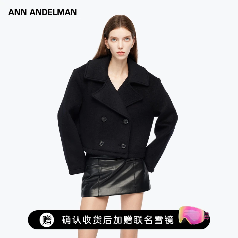 ANN ANDELMAN【商场同款新品】短款双排扣毛呢外套