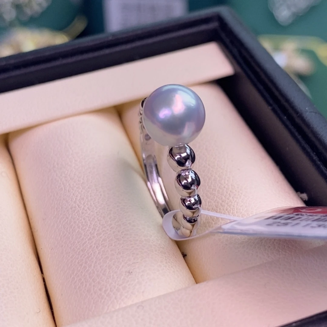 银S925镶嵌戒指海水珍珠