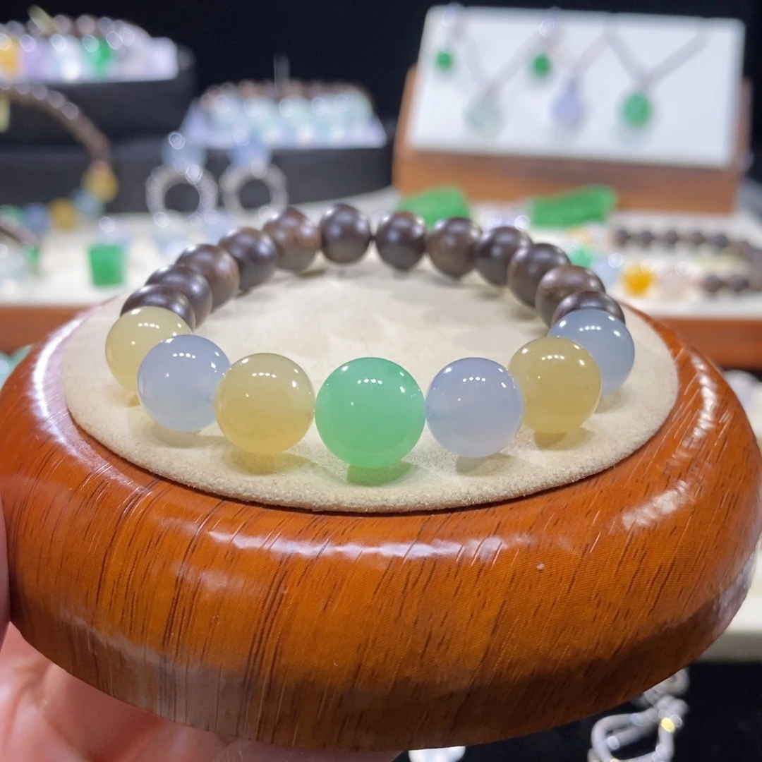翡翠未镶嵌手串糖果色手串
