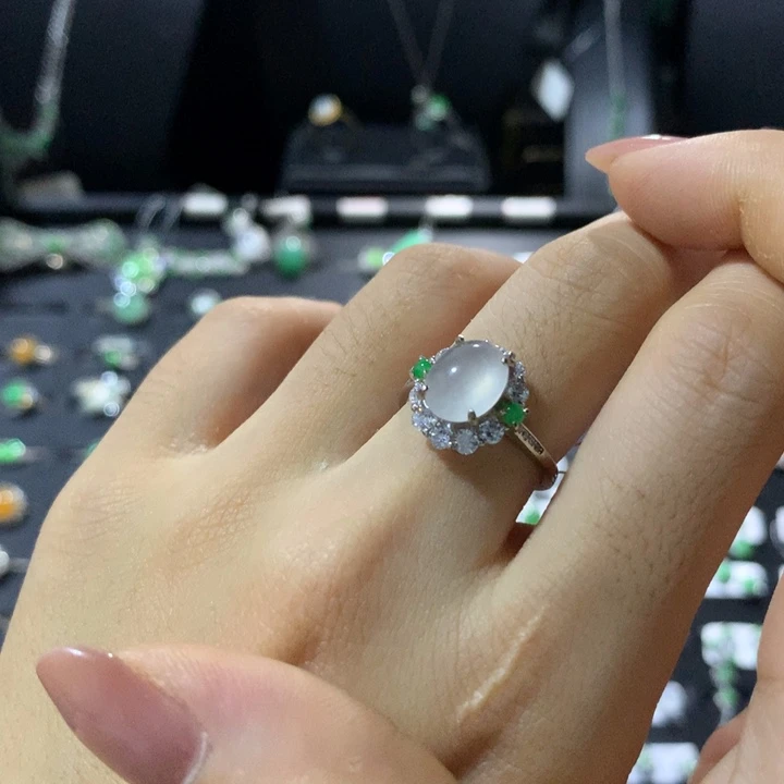 翡翠银S925镶嵌戒指