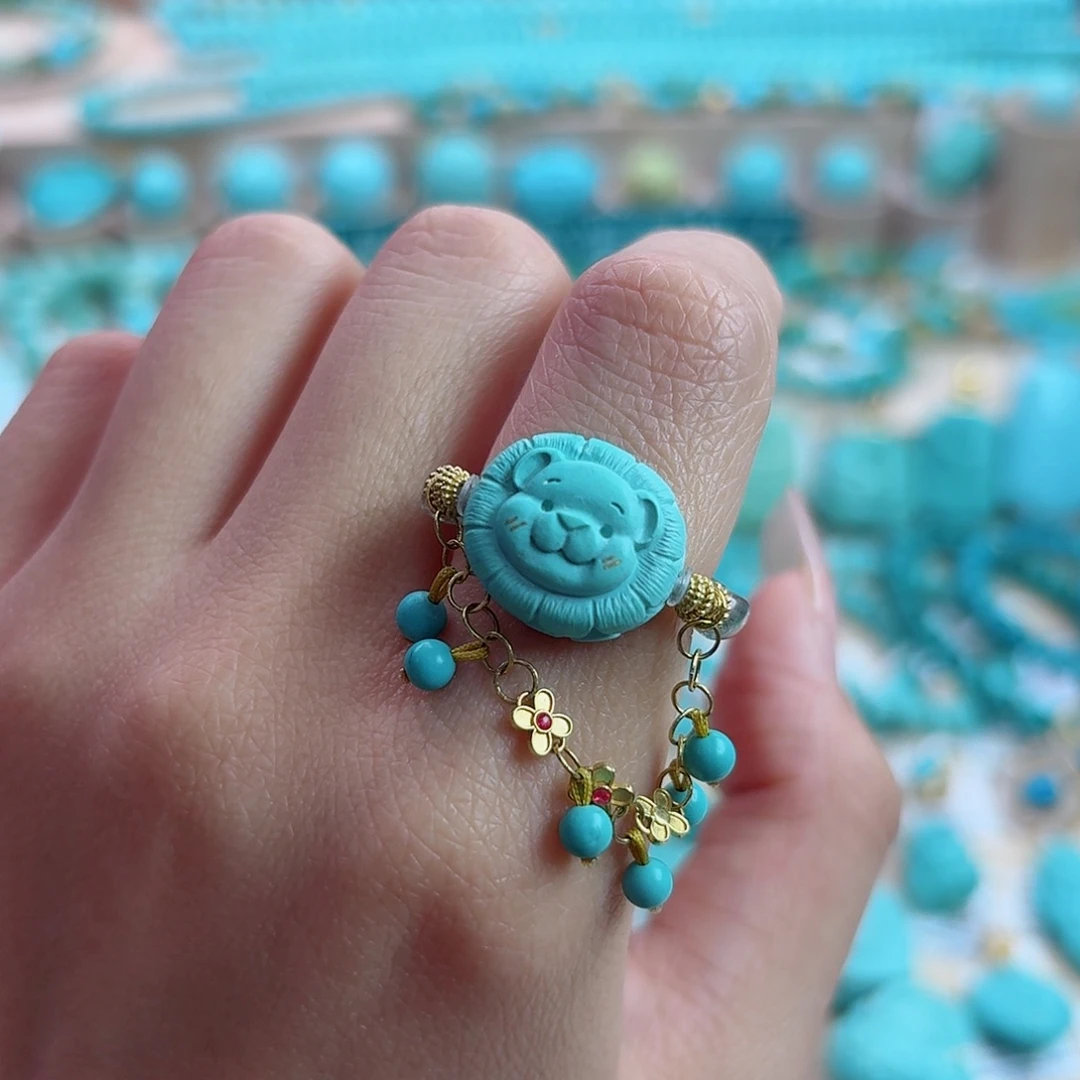 绿松石18K金镶嵌珠宝奇石