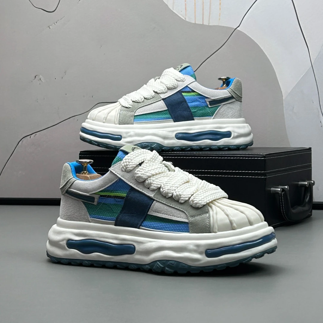 欧洲站男鞋2025春季新款溶解鞋时尚潮流百搭老爹鞋厚底增高休闲鞋