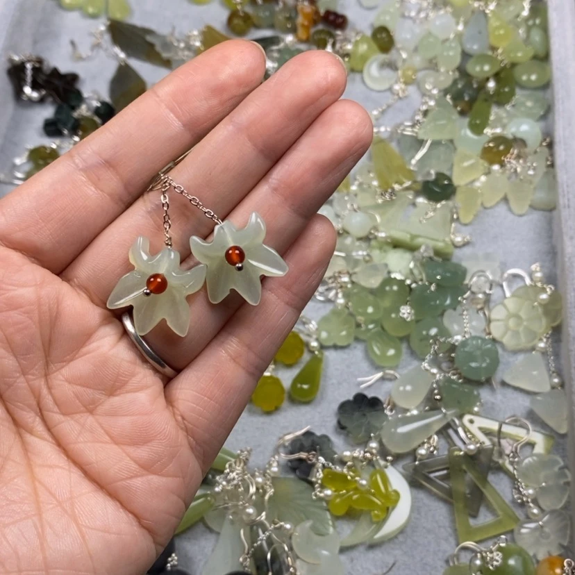 【闪购商品】未镶嵌蛇纹石玉挂件耳饰耳环项链