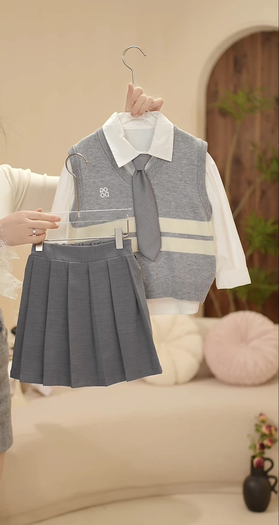 2025春季女童新款纯色洋气套装时尚休闲韩版裙子套装