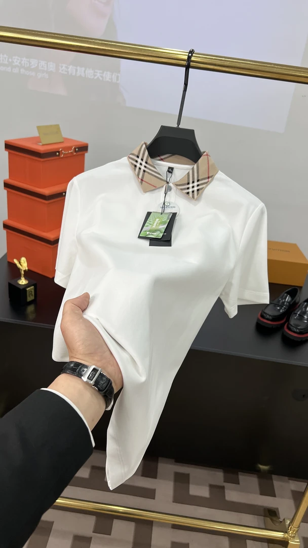 2257 新款 男士商务休闲翻领格子polo衫