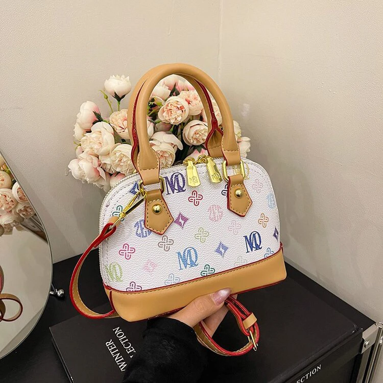 新款印花精致贝壳包时尚百搭单肩斜挎包高级感女包