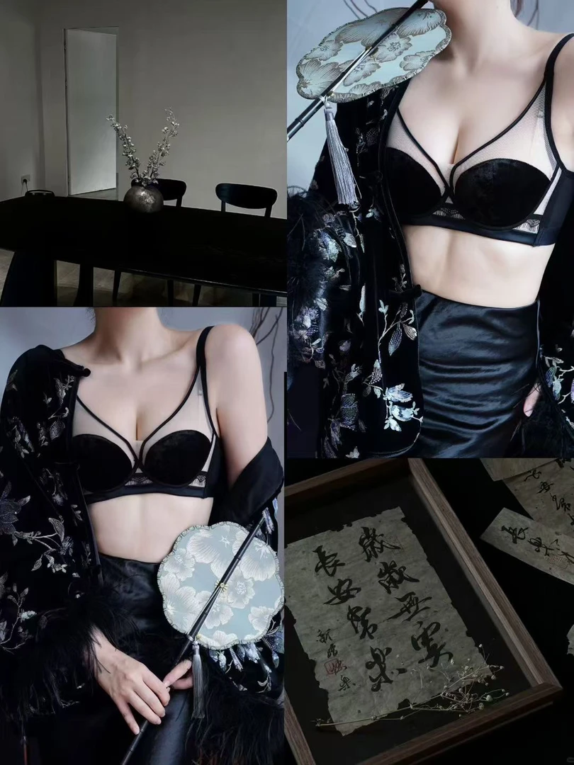 秋冬丝绒大胸显小收副乳防下垂调整型软钢圈女士文胸