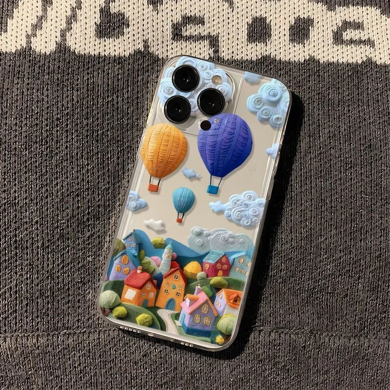 EXMX蓝气球小镇13适用苹果16PROMAX手机壳iPhone15防摔14保护套12