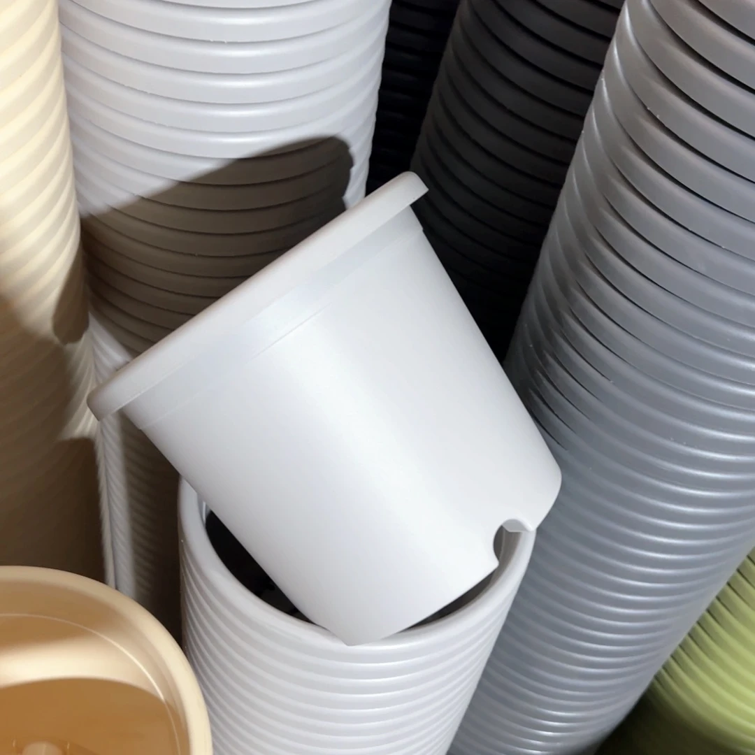 树脂四季盆4#无拖微瑕灰白8