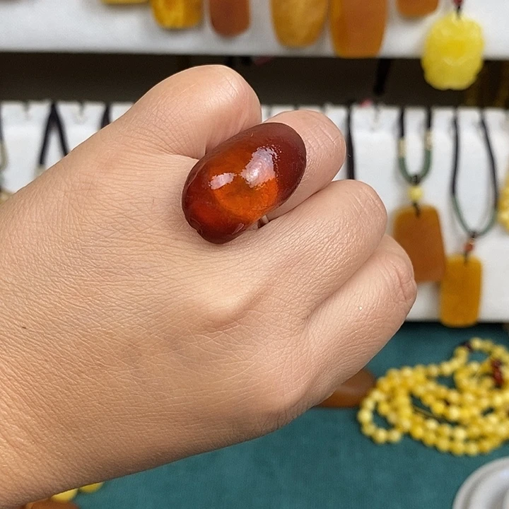蜜蜡未镶嵌珠宝奇石戒指
