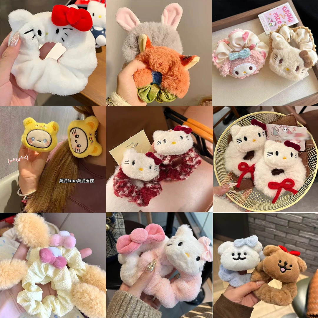 卡通甜美大肠发圈少女百搭发绳Kitty猫发饰头绳可爱皮筋简约头饰