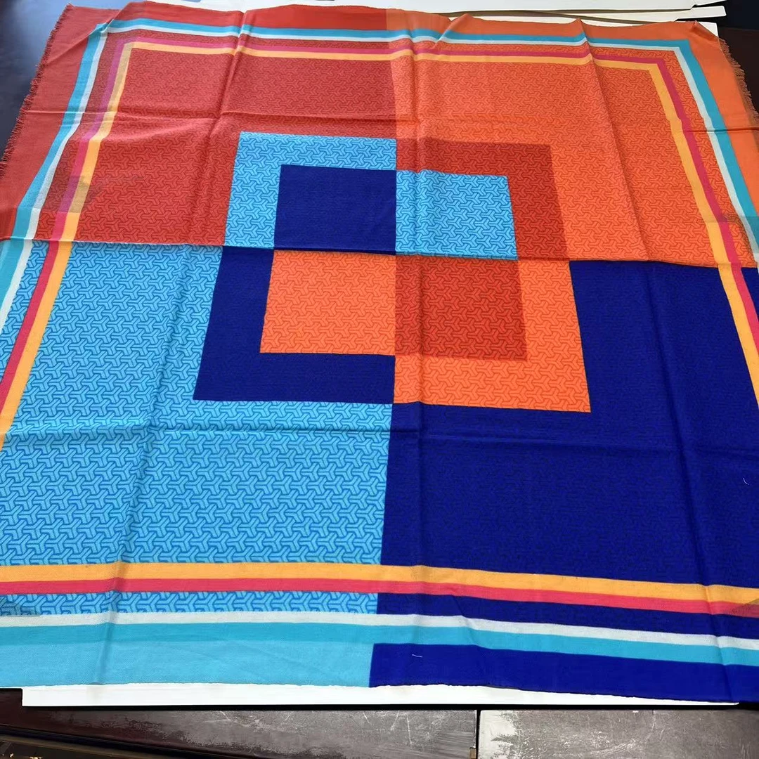 绵羊毛几何图案丝光羊毛不扎拍照春夏空调巾秋冬保暖方巾S3319