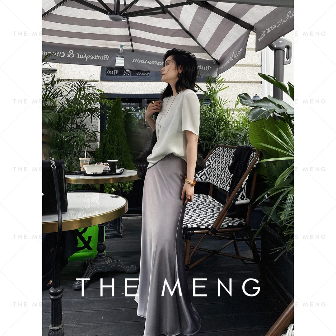 THE MENG【留影】二醋酸精纺极简通勤纯色休闲半身裙#M243Q0057