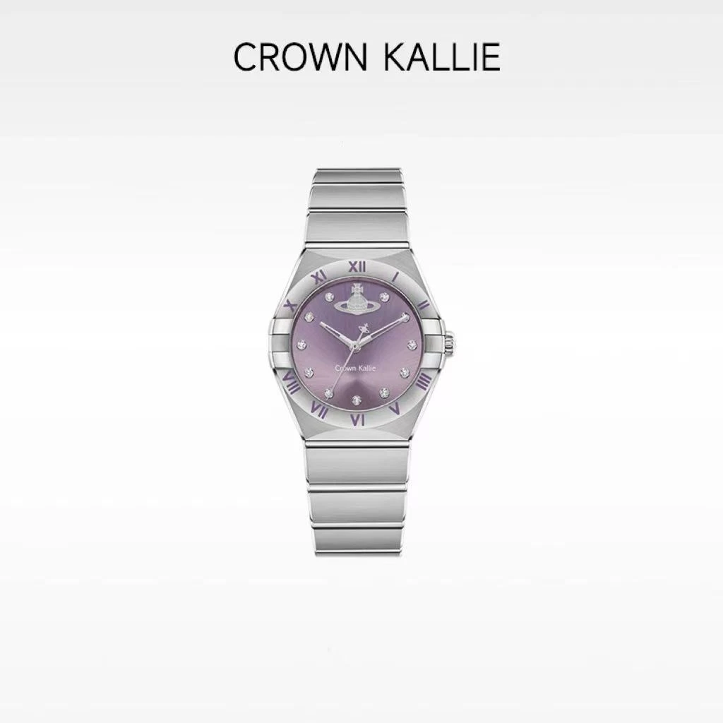 【Crown Kallie】西太后联名土星元素星座紫全自动女士腕表ck8118