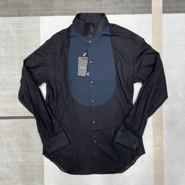 全新未使用 GIORGIO ARMANI/阿玛尼 潮流男士痞帅衬衫简约立领