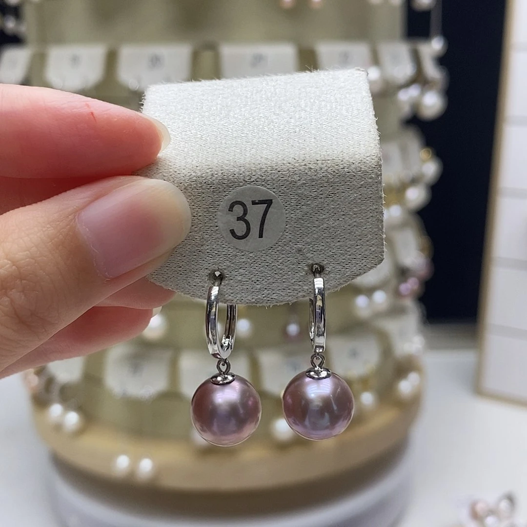 银S925镶嵌淡水珍珠耳饰