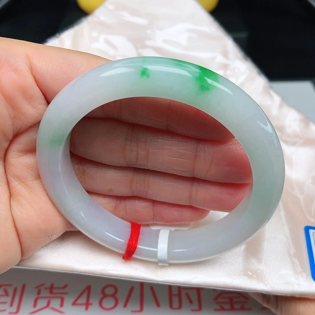 未镶嵌手镯翡翠阳绿白底青10