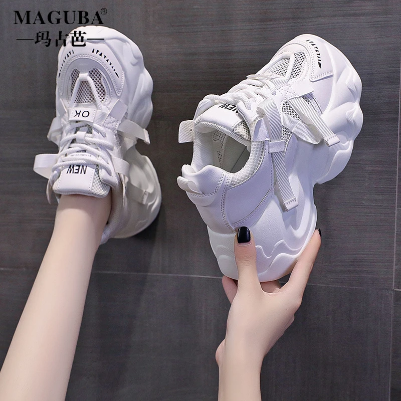 玛古芭爆款老爹鞋显脚小女夏季新款网红超火厚底透气网面运动鞋