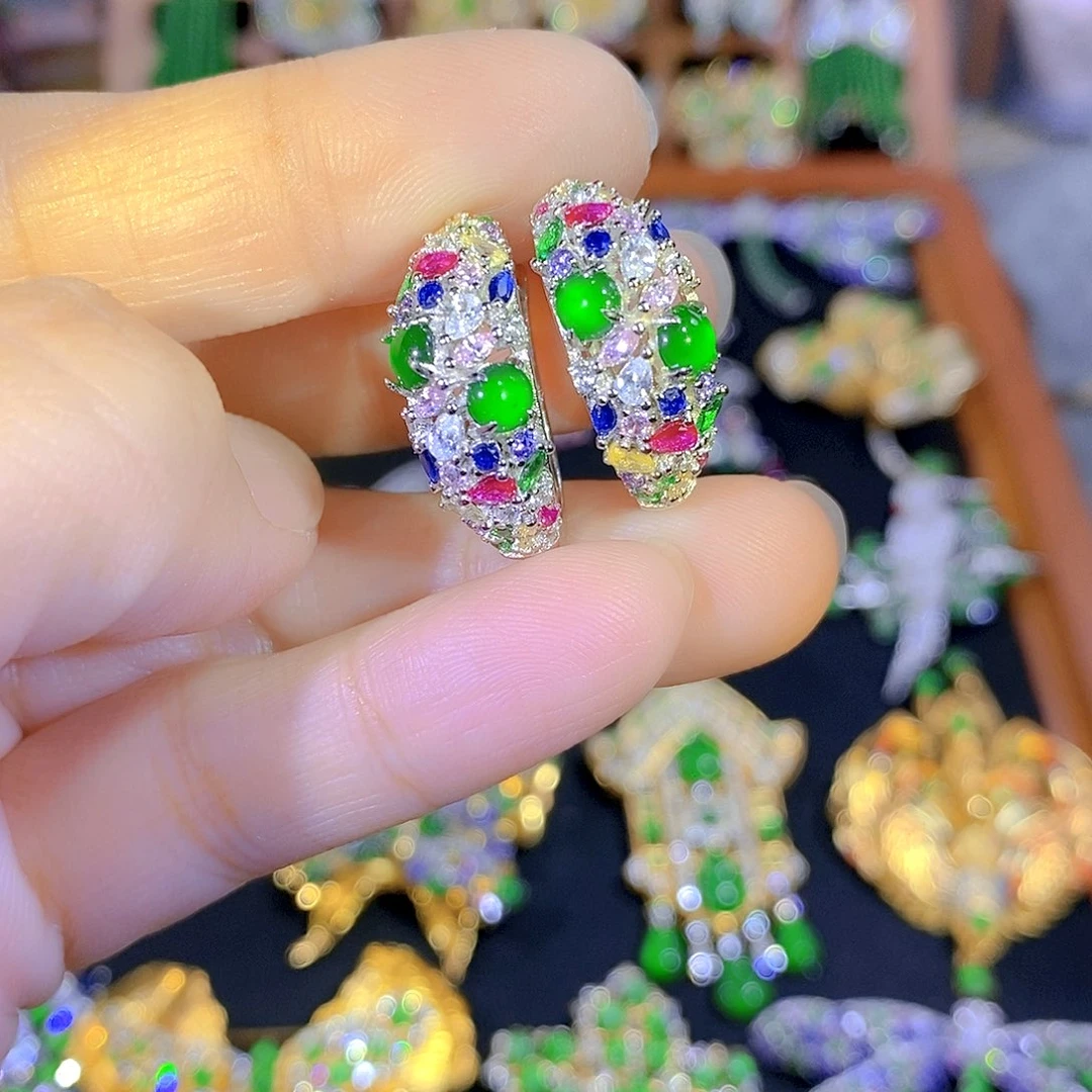 吊坠(不含链)银S925镶嵌翡翠