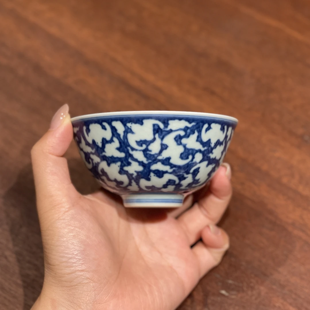 宣之堂 | 青花暗刻云福纹撇口杯 满容150喝茶100ml