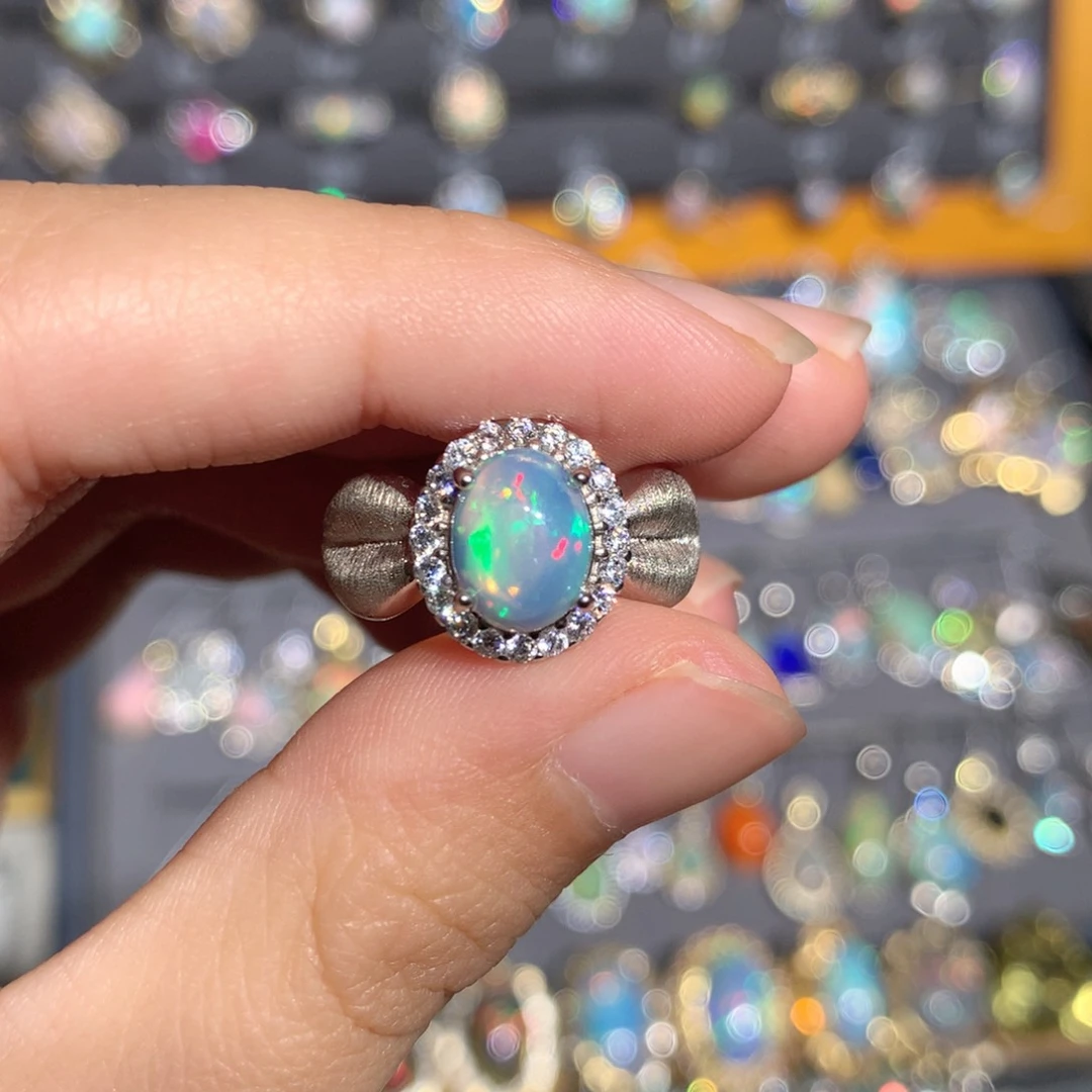 银S925镶嵌欧泊欧泊戒指y