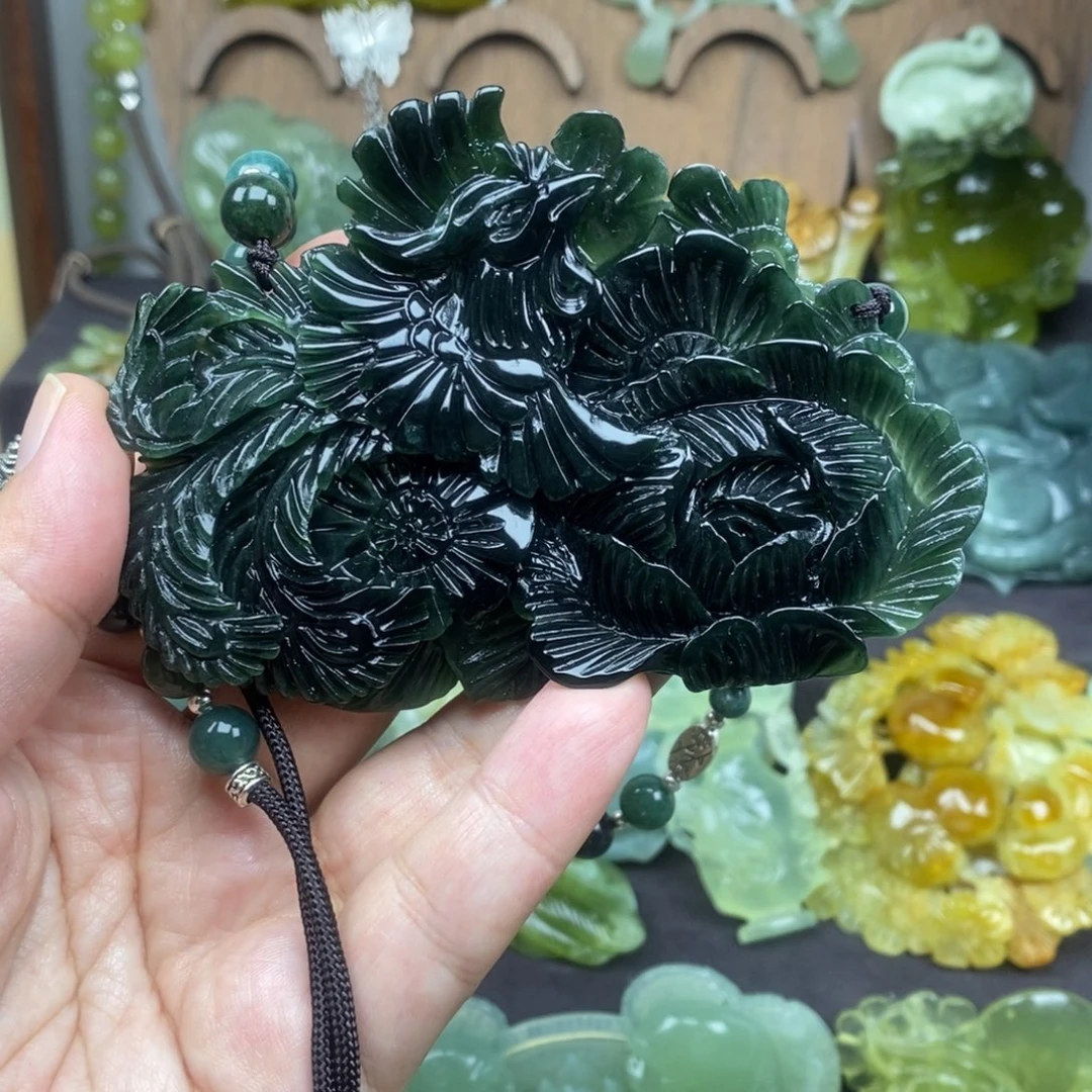 瑶***清未镶嵌蛇纹石玉吊坠(赠链)