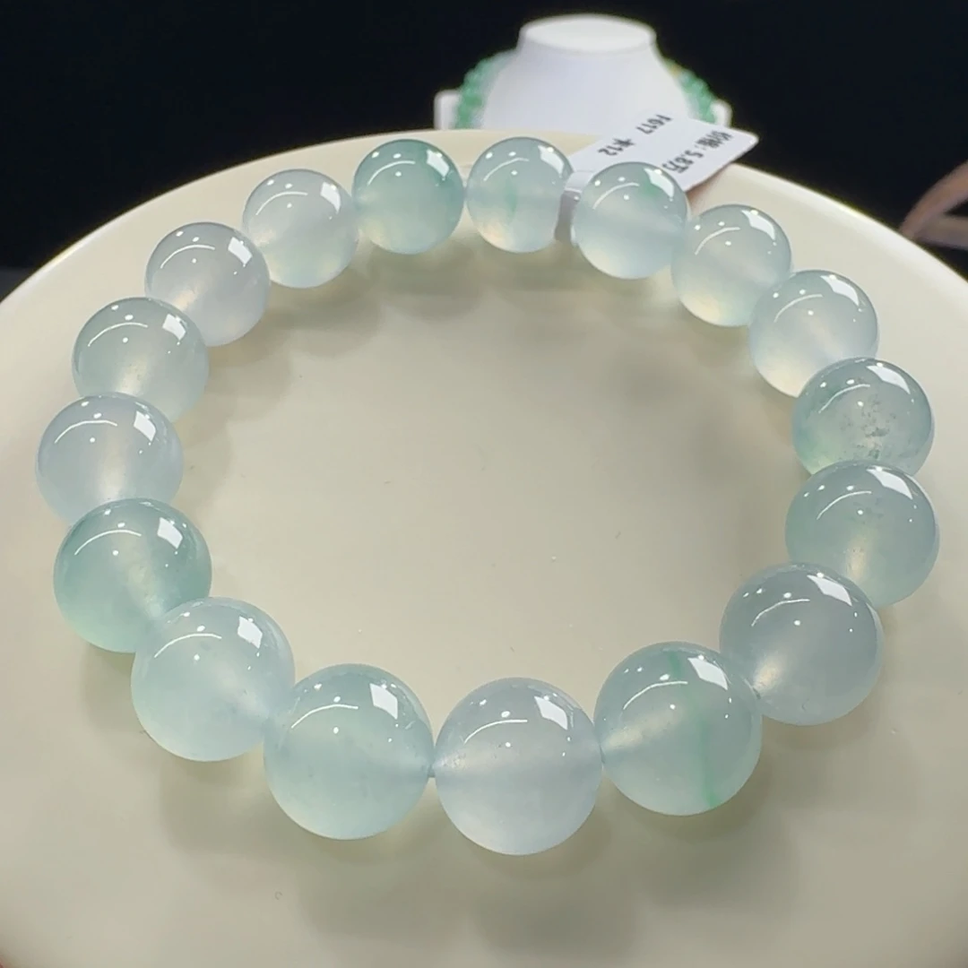 未镶嵌手链翡翠超胶纯！！冰胶薄荷绿单圈卡12mm