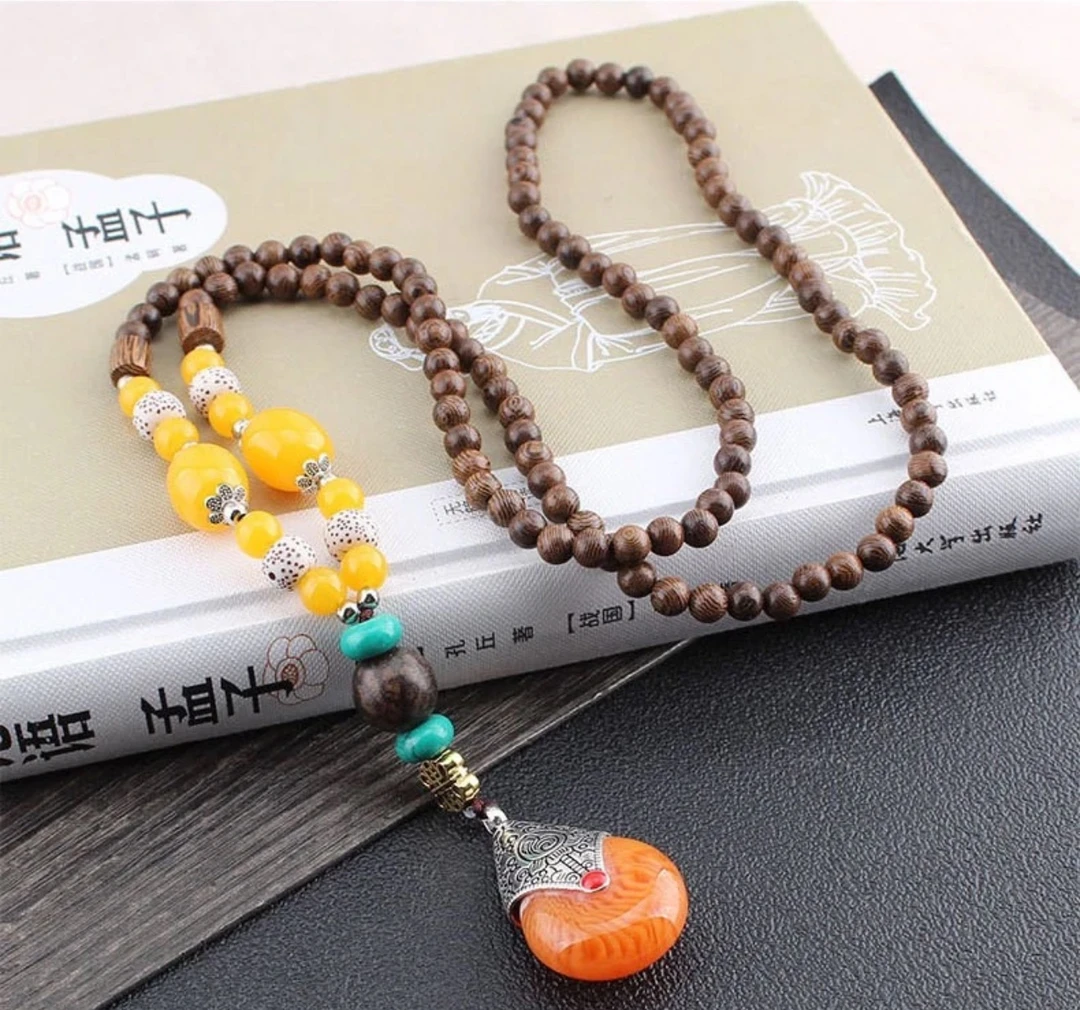 鸡翅木吊坠毛衣链无礼盒