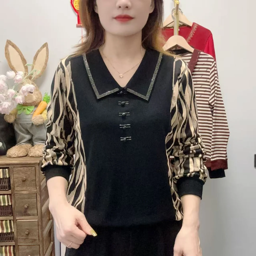 【丽姐家】春秋新款妈妈装长袖时尚洋气宽松百搭上衣