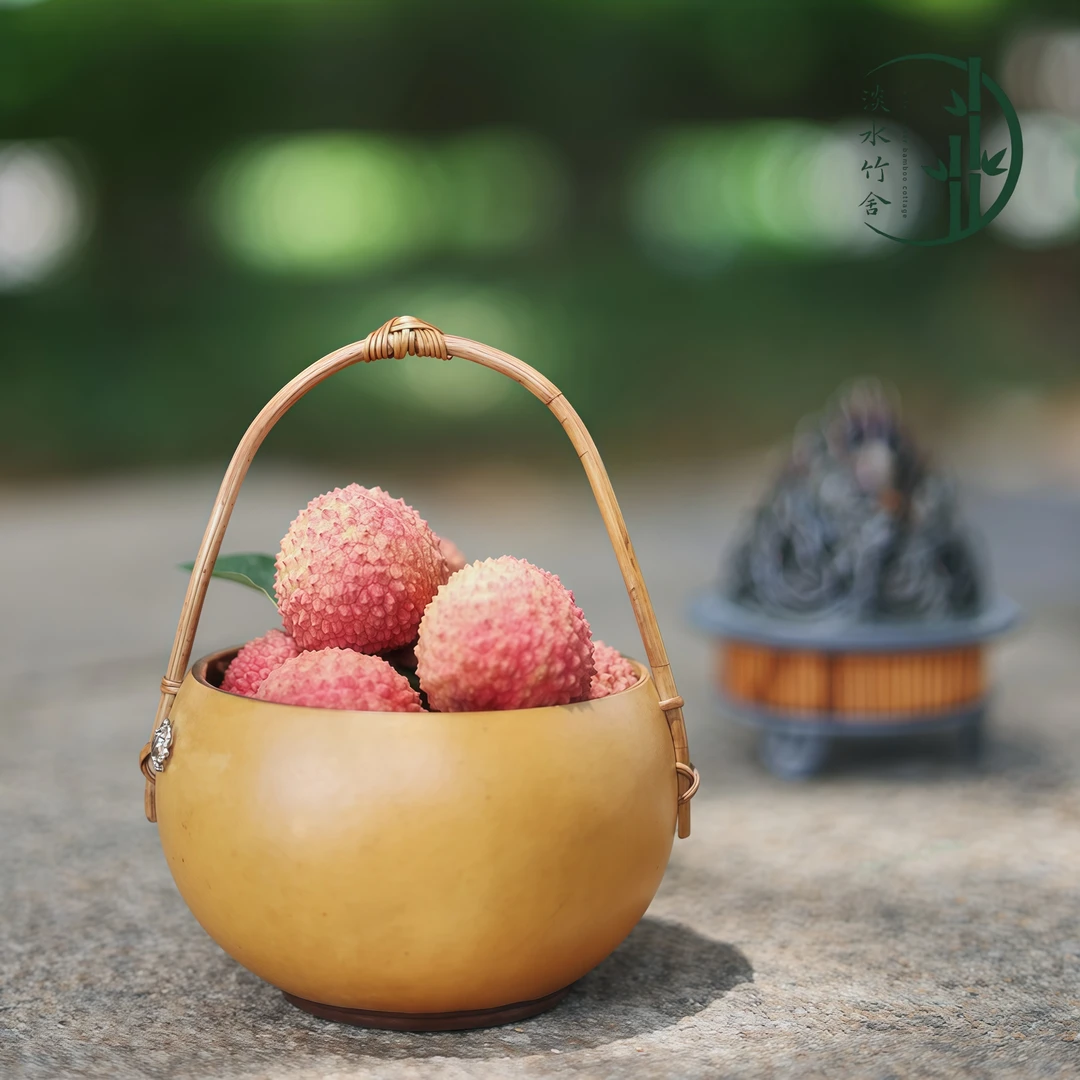 「团圆」创意手工竹编葫芦提篮用于干果点心茶具收纳