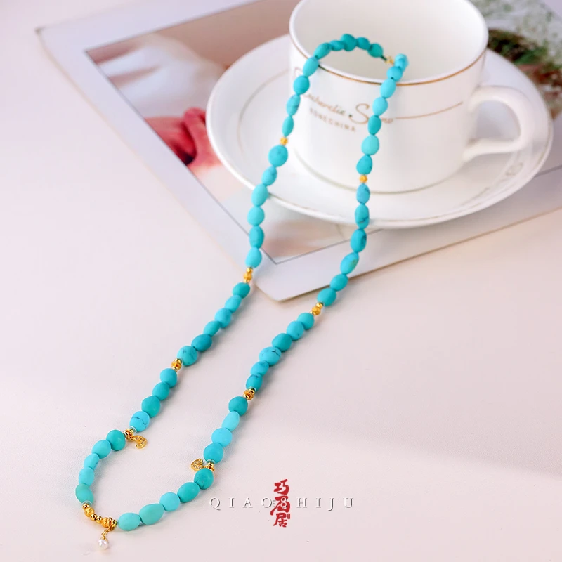 巧石居天然原矿绿松石糖豆单圈 编号90155