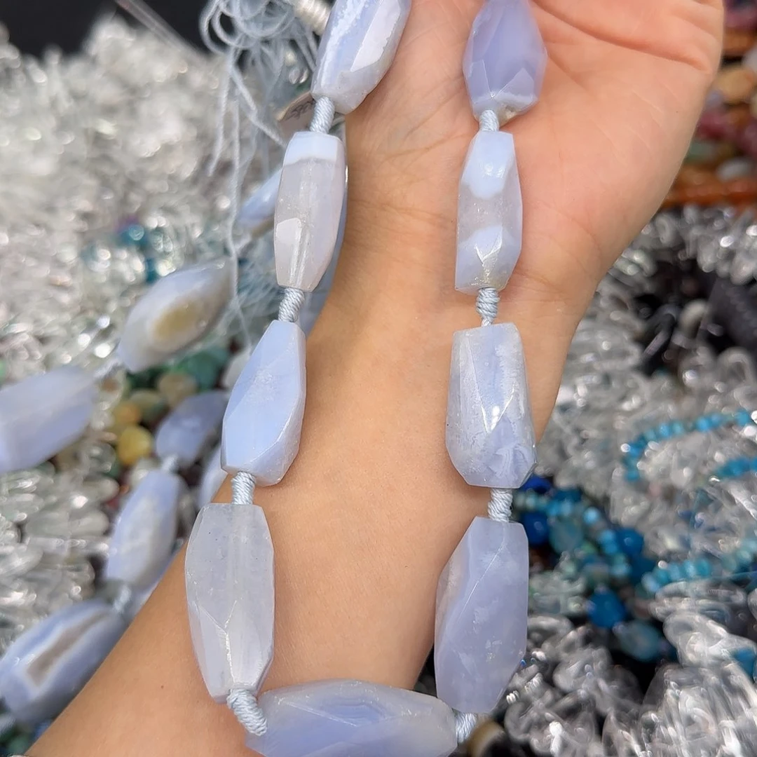 玛瑙/玉髓合金珠宝半成品敬*蓝纹玛瑙拍两79发一条