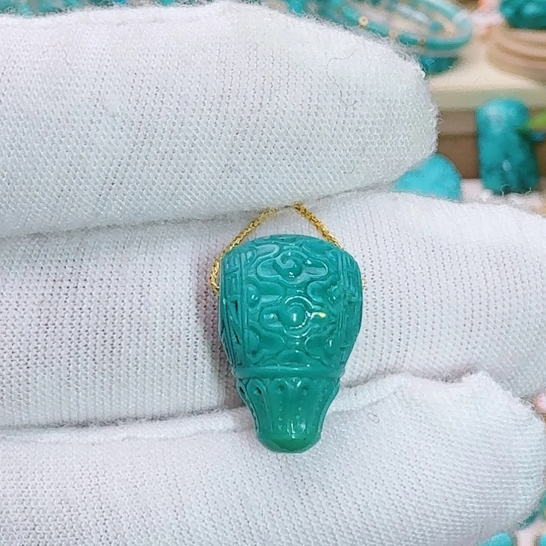 绿松石未镶嵌珠宝奇石精工玉华三通