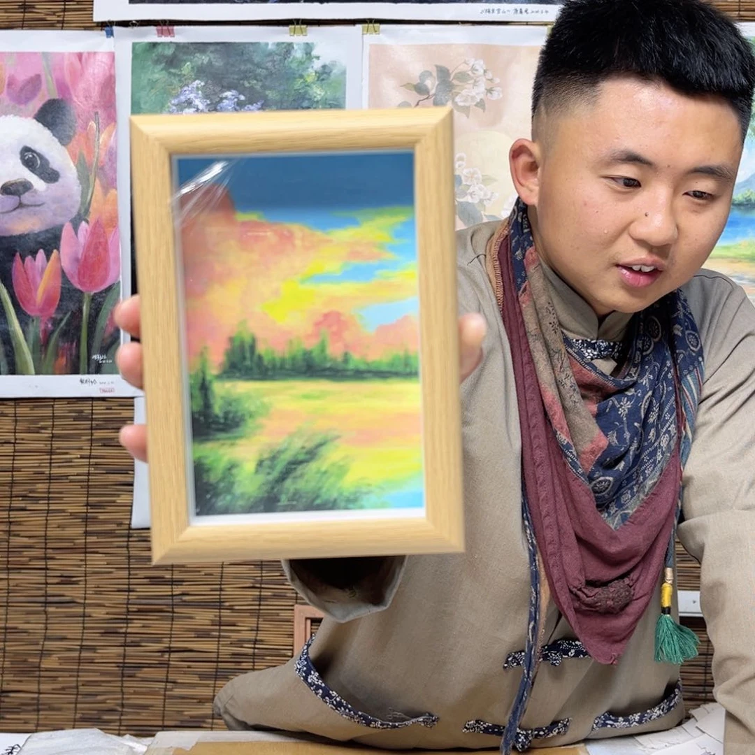 油画行路人小院绘画作品竞拍