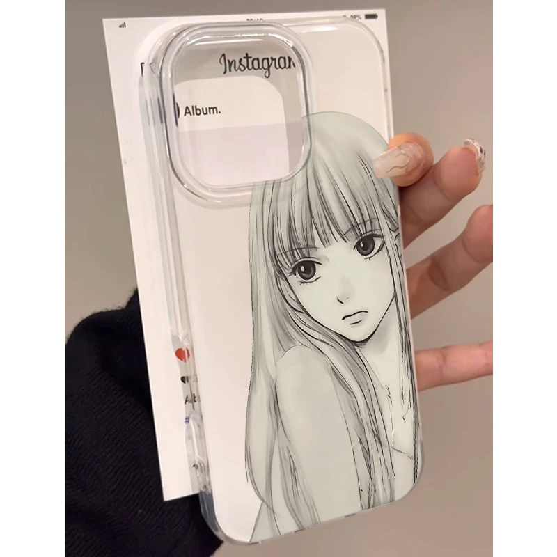 Lucky素描黑沼爽子适用iPhone16大孔15手机壳华为vivo小米oppo套