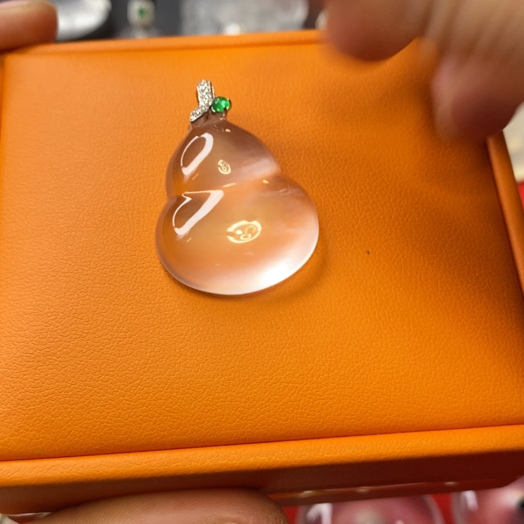 石英质玉银S925镶嵌吊坠