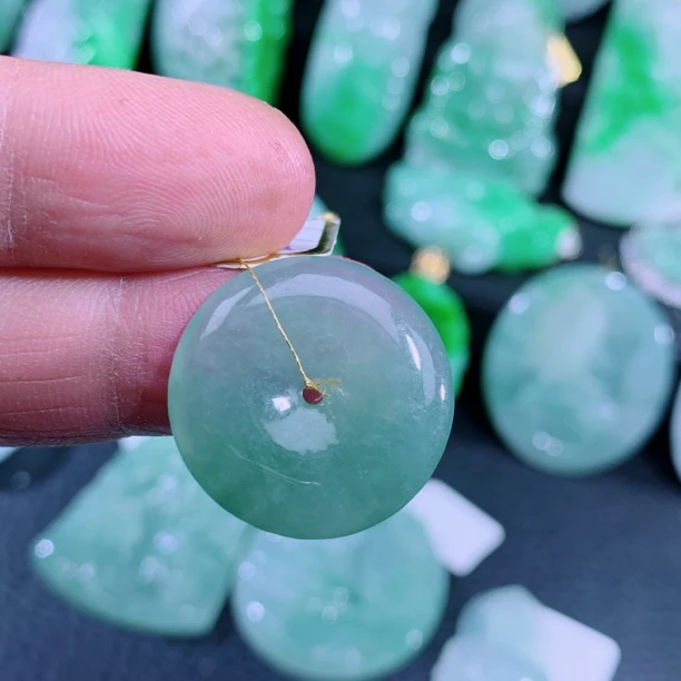 天然A货冰种晴水翡翠平安扣 货号:A327037 尺寸:23.4-4.3mm