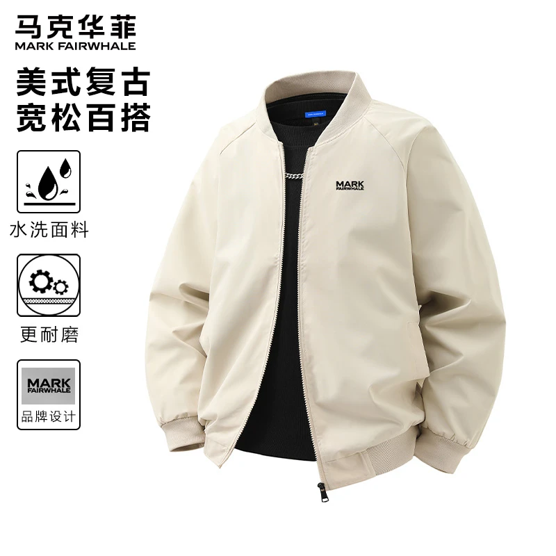 马克华菲美式休闲飞行夹克外套男款春秋季复古高街宽松百搭棒球服