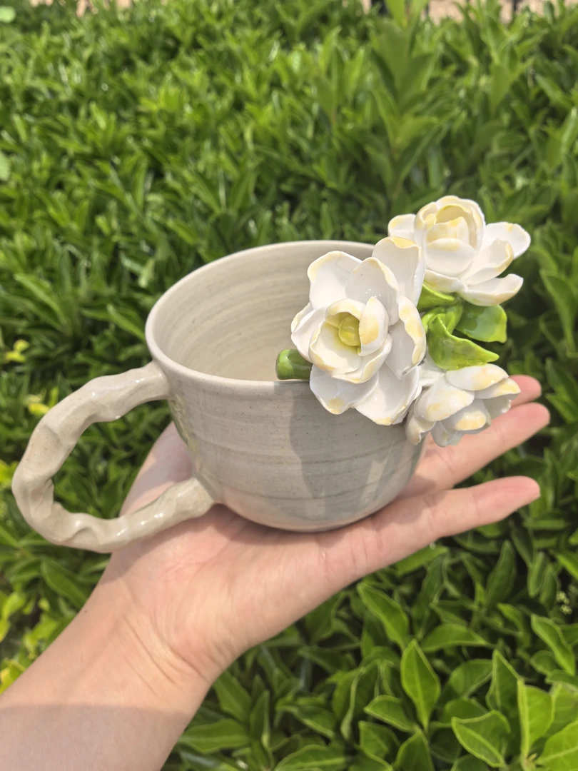 手捏花陶艺陶瓷小杯子