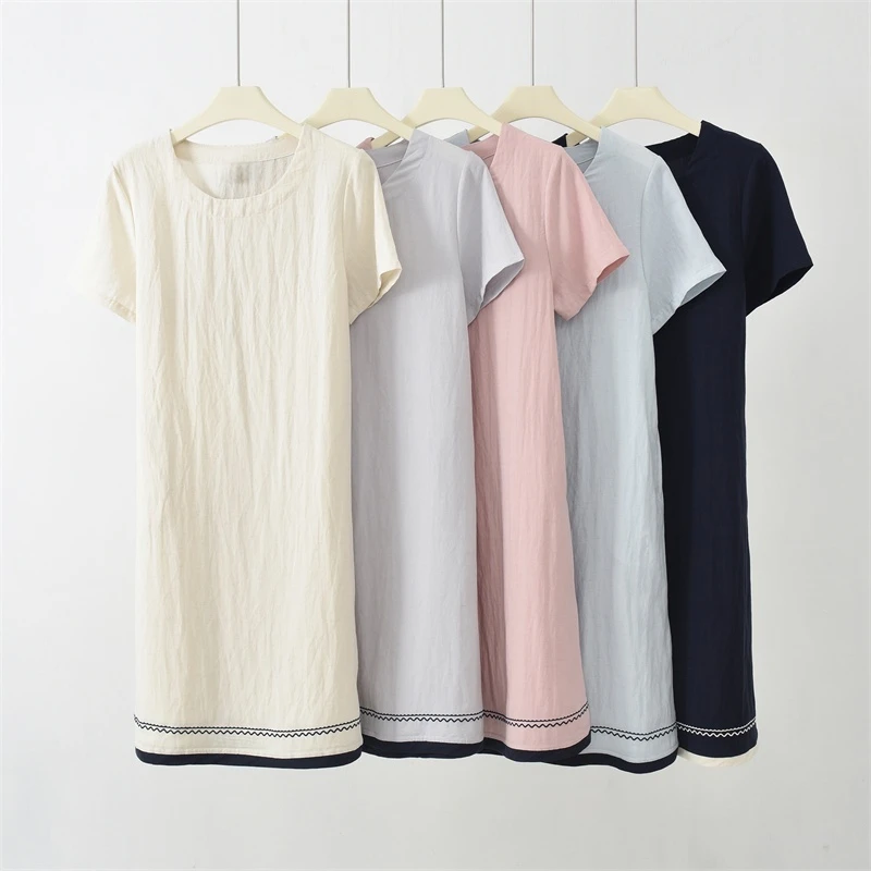 XIAOPAI-[素感裙摆撞线]2025夏季新款天丝亚麻休闲连衣裙K-KA1007