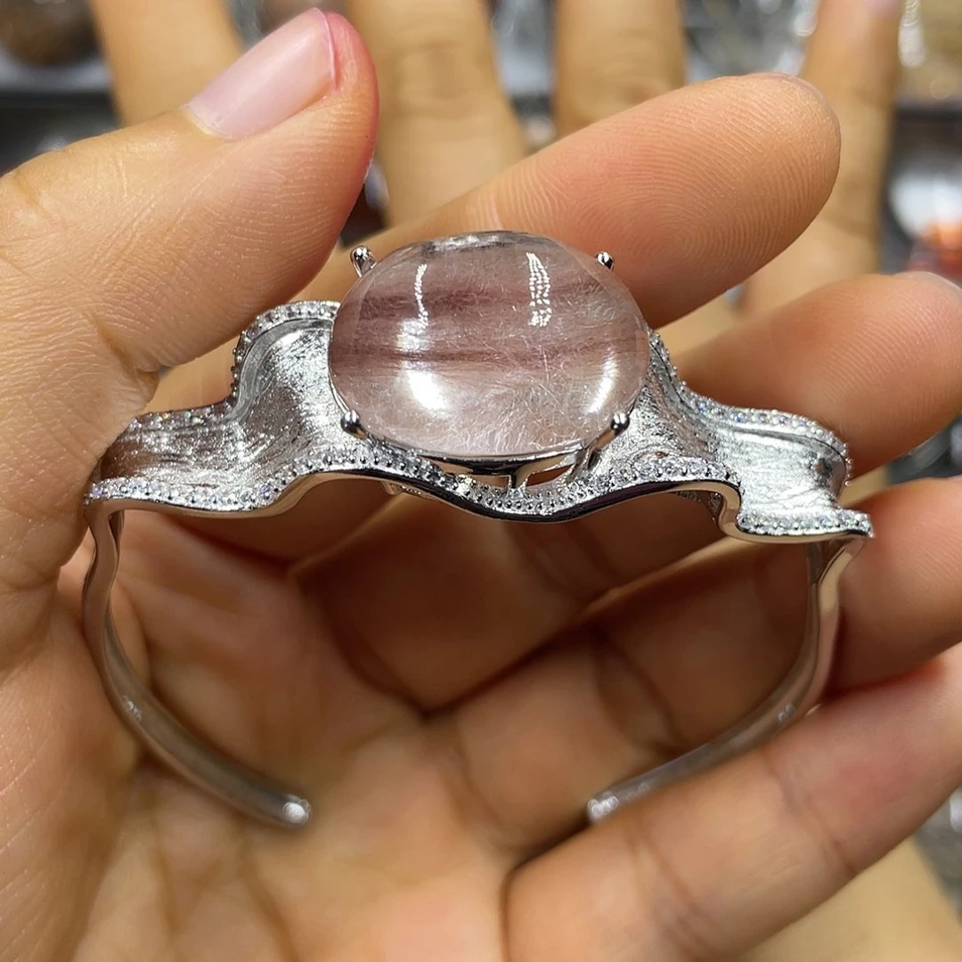 【闪购商品】水晶珠宝半成品银S925镶嵌手镯