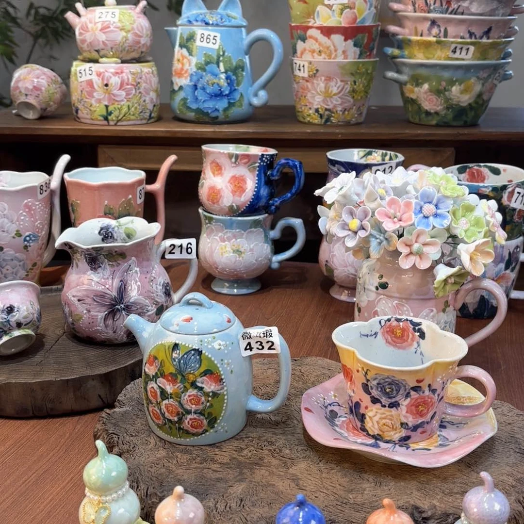 景德镇手绘高温釉下彩陶瓷茶具