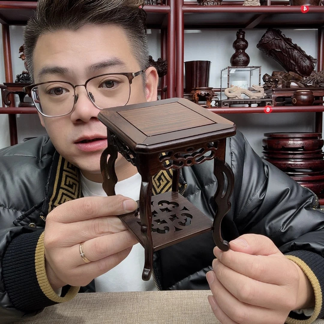 大红酸枝工艺品底座