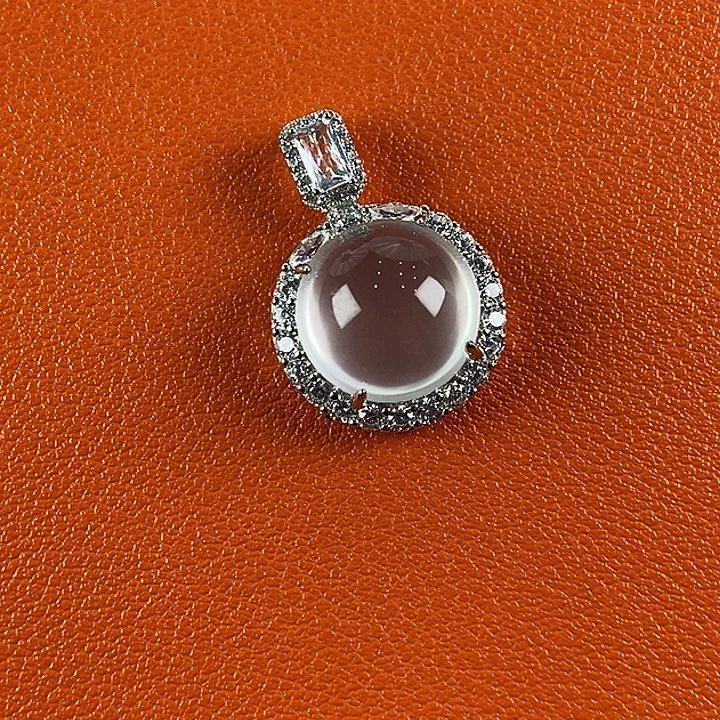 石英质玉银S925镀金镶嵌吊坠