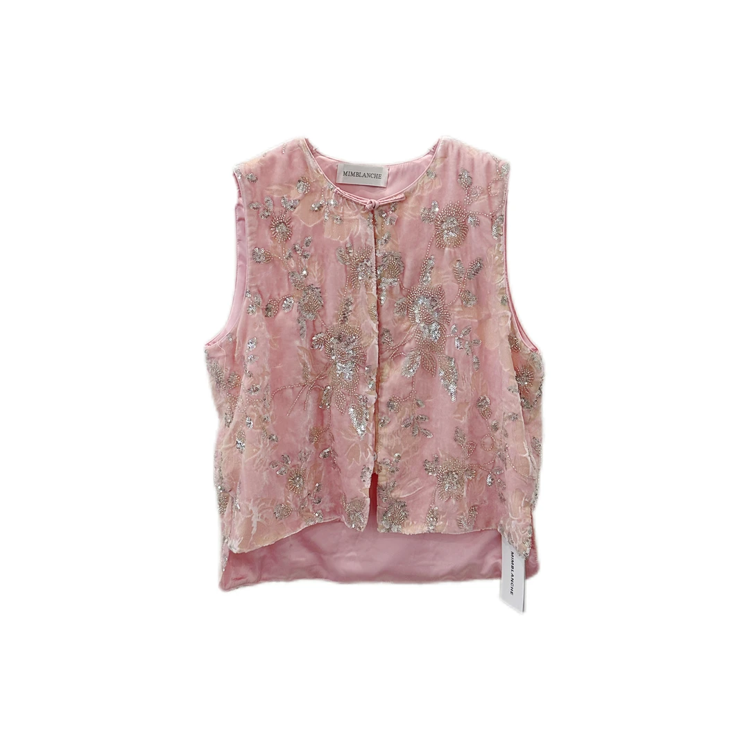 MIMBLANCHE 真丝丝绒刺绣马甲