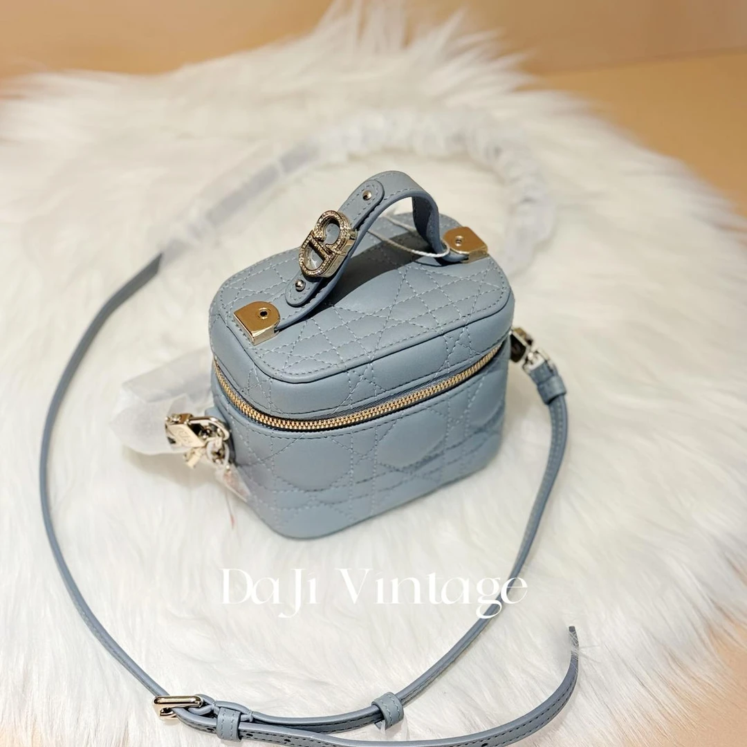 大吉中古/Dior迪奥云雾蓝藤格纹小盒子斜挎包