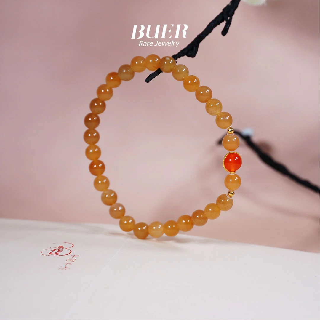 【不二】和田玉糖玉18K金DIY手串6mm+