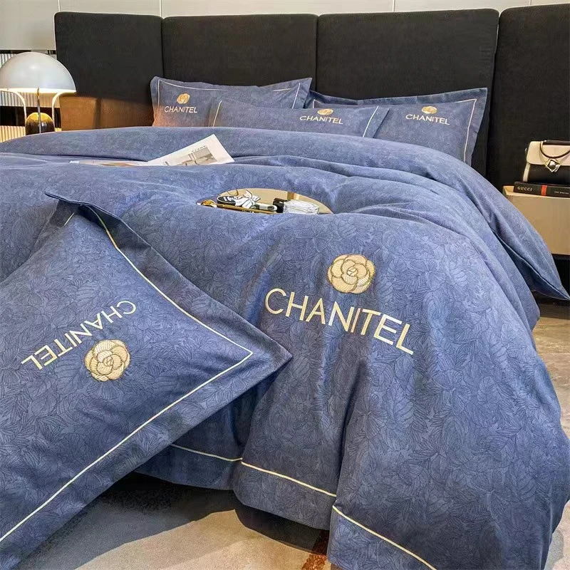 简约棉质磨毛亲肤保暖床笠四件套  可