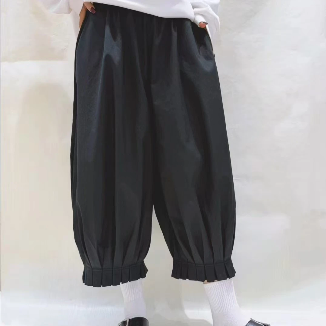 女士秋季薄款黑色宽松显瘦九分灯笼裤